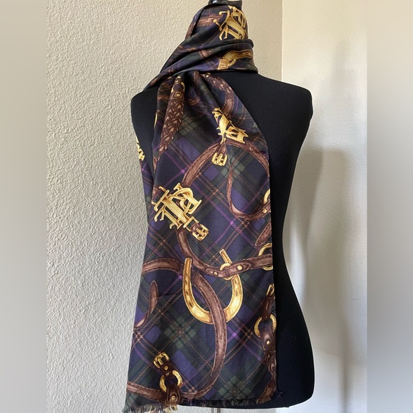 Lauren Ralph Lauren Accessories - Lauren Ralph Lauren logo equestrian 100% silk long scarf